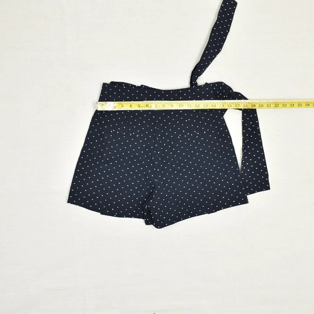 J. Crew Women Bermuda Shorts Polka Dot Cotton Blue Size 4 Belted